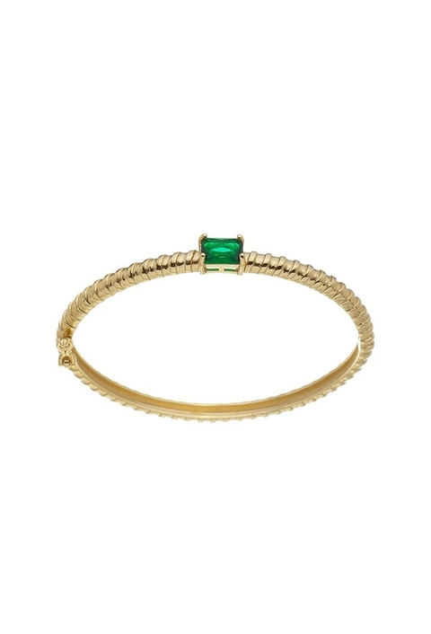 BRACELETE TEXTURIZADO COM CRISTAL ESMERALDA BY LA BELLE
