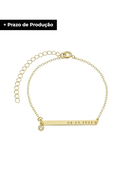 PULSEIRA PERSONALIZADA COM DATA E ZIRCÔNIA UNIQUE