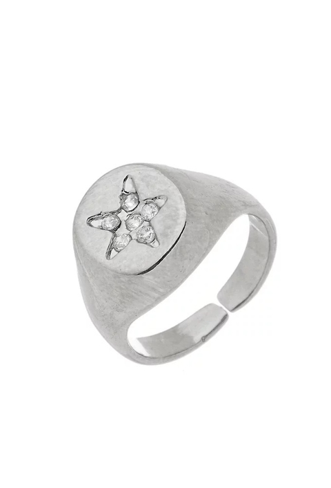 ANEL DE DEDINHO ESTRELA CRAVEJADO AJUSTÁVEL BLUE JEANS