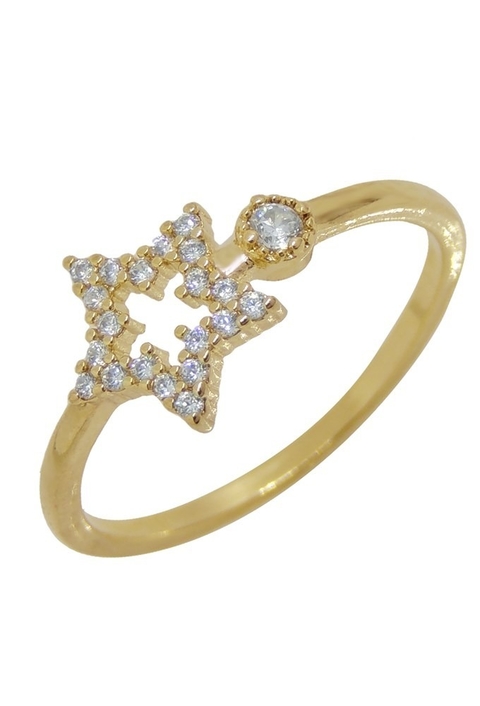 ANEL COM ESTRELA E ZIRCÔNIAS