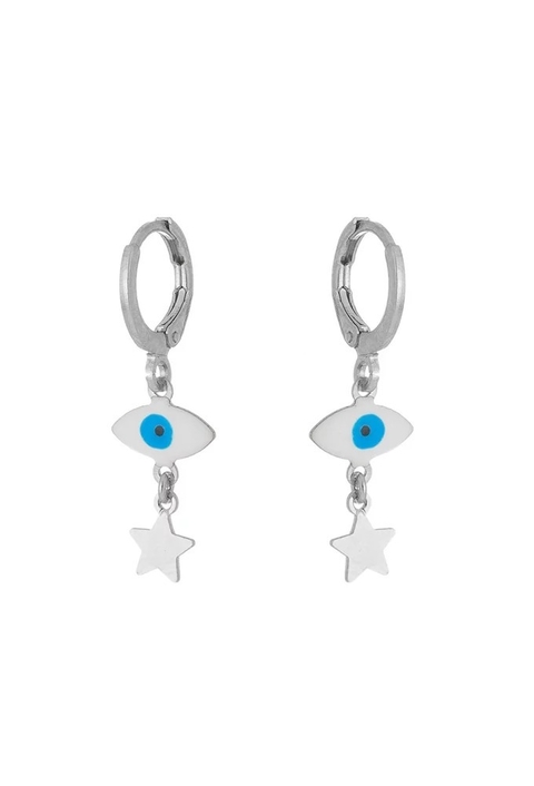 BRINCO DE ARGOLINHA COM OLHO GREGO E ESTRELA (R)