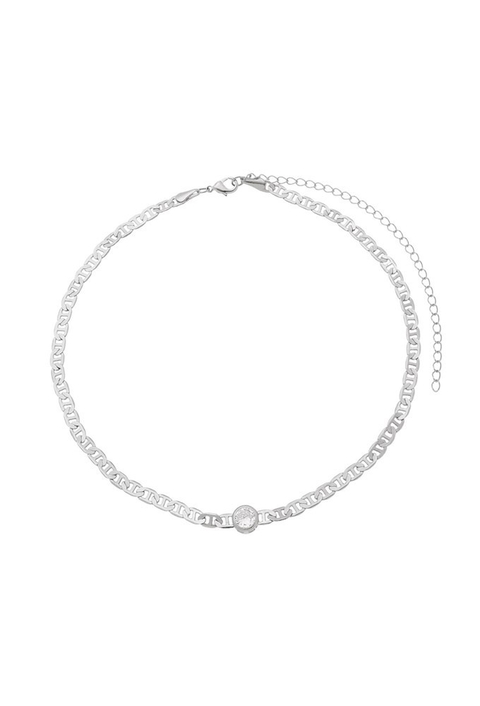 CHOKER CORRENTE DE LACRE COM ZIRCÔNIA