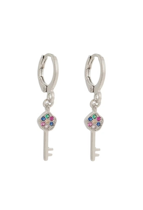 BRINCO DE ARGOLINHA COM PINGENTE CHAVE COLORS
