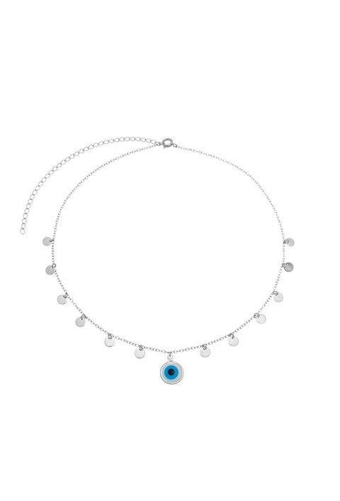 CHOKER DE MINI MEDALHAS E OLHO GREGO