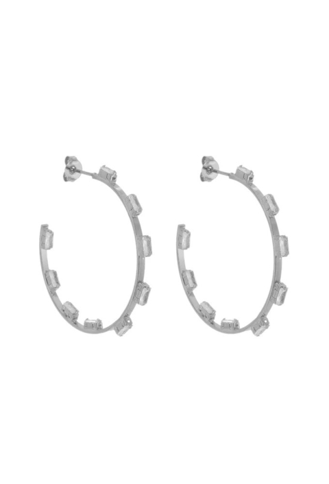 BRINCO DE ARGOLA COM ZIRCÔNIA BAGUETE