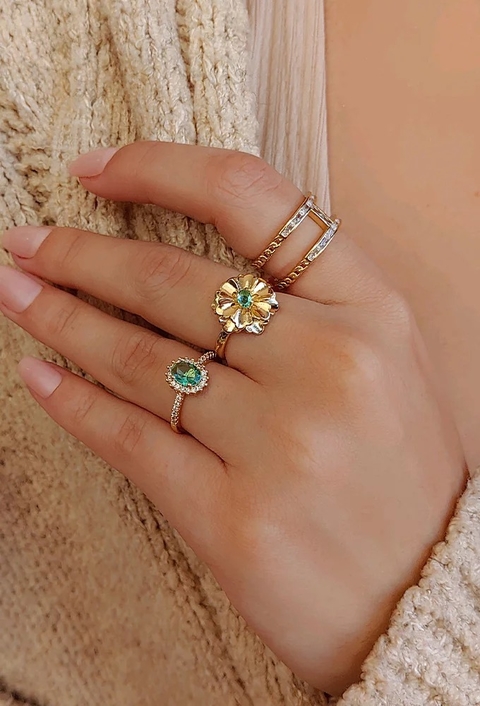 MIX DE ANÉIS E BRINCO TURMALINA | EVER