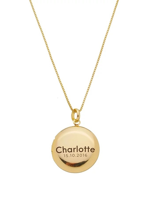 COLAR RELICÁRIO PERSONALIZADO NOME E DATA PINK GLAM