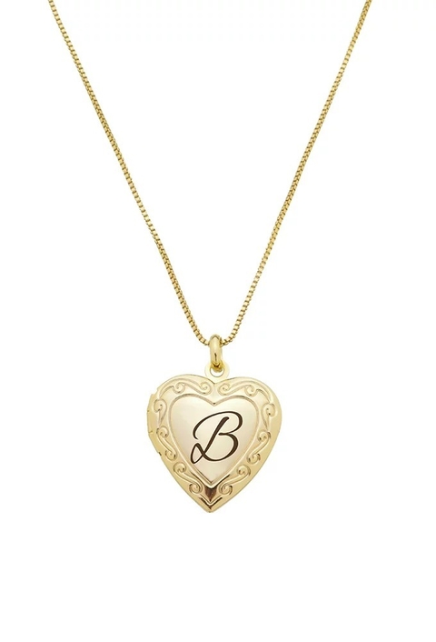 COLAR RELICÁRIO PERSONALIZADO COM INICIAL PINK GLAM