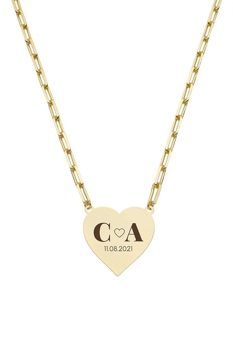 COLAR PERSONALIZADO COM DUAS INICIAIS E DATA PINK GLAM