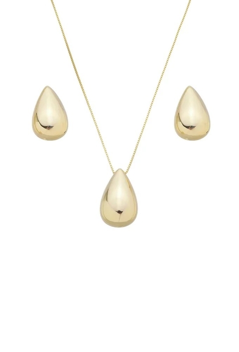 CONJUNTO DE GOTA LISA NO OURO PINK GLAM