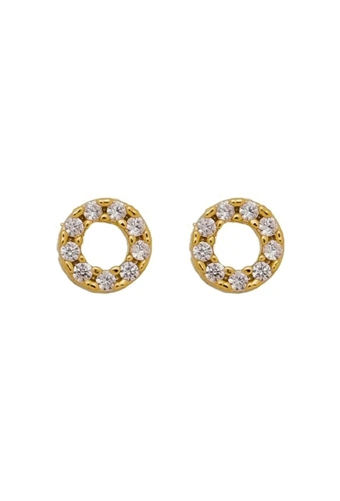 BRINCO ARO PEQUENO VAZADO CRAVEJADO NO OURO SWEET