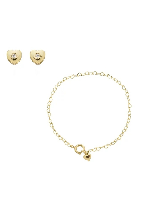 CONJUNTO INFANTIL DE CORAÇÃO COM ZIRCÔNIA SWEET