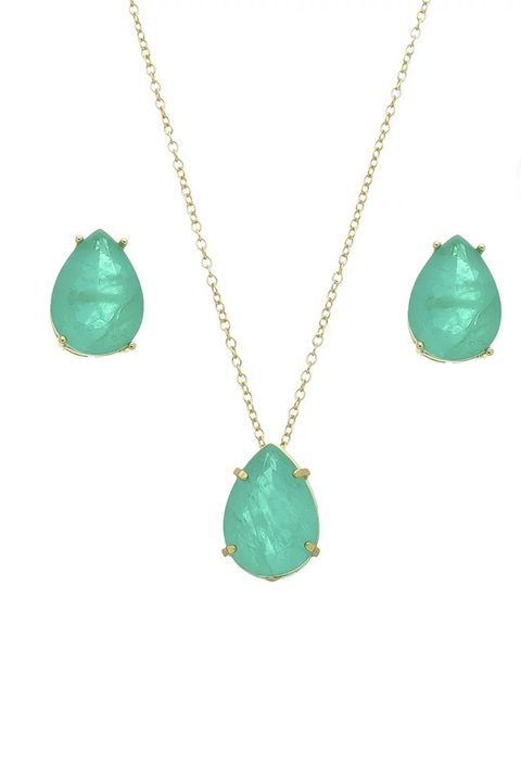 CONJUNTO DE GOTA COM PEDRA TURMALINA FUSION CJ075-O