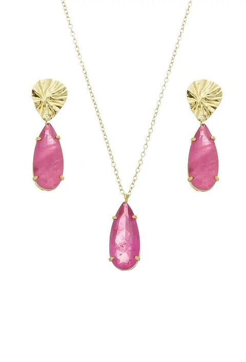 CONJUNTO DE BASE MARTELADA COM GOTA FÚCSIA FUSION CJ077-O