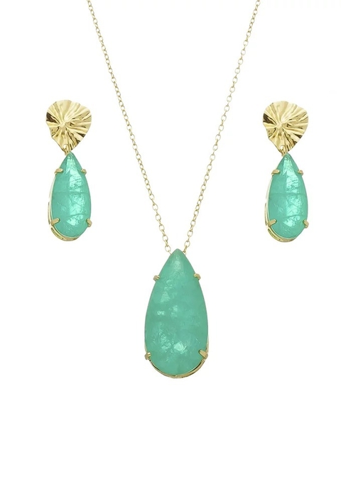 CONJUNTO DE BASE MARTELADA COM PEDRA TURMALINA FUSION CJ078-O