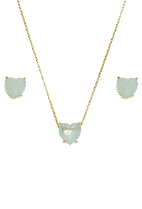 CONJUNTO DE CORAÇÃO AZUL PARAÍBA FUSION CJ056-O