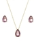 CONJUNTO DELICADO DE GOTA COM PEDRA AMETISTA CJ070-O