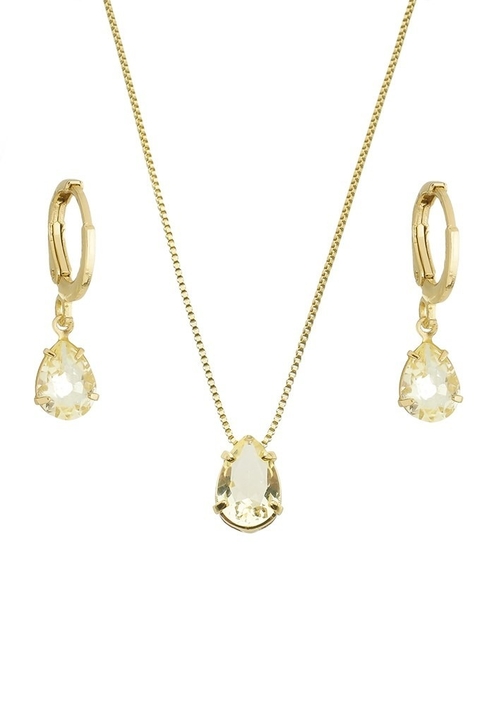 CONJUNTO COM PEDRA GOTA CITRINO CJ009-O
