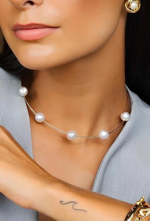 MIX COM CHOKER E BRINCO DE PÉROLAS l METRÓPOLE