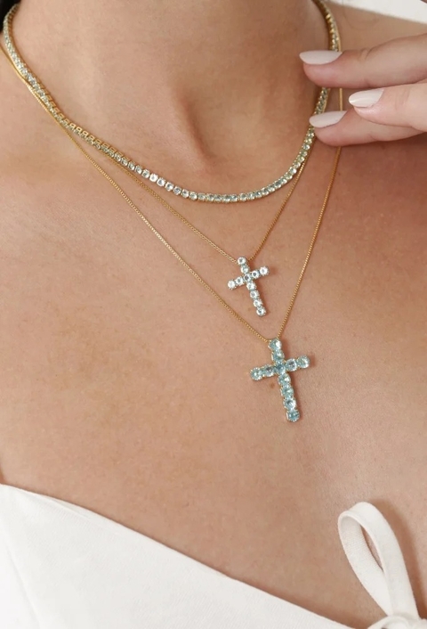 MIX DE COLARES RIVIERA AZUL PARAÍBA E ELOS NO OURO l AFETO