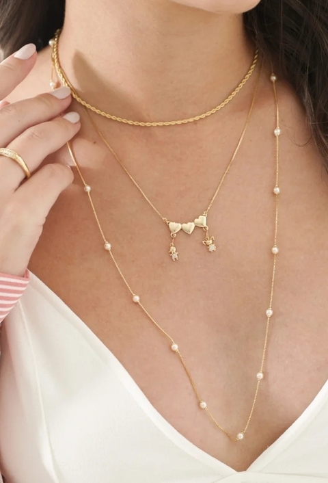 MIX DE COLARES DE FILHOS COM CORDÃO BAIANO E PÉROLA l AFETO