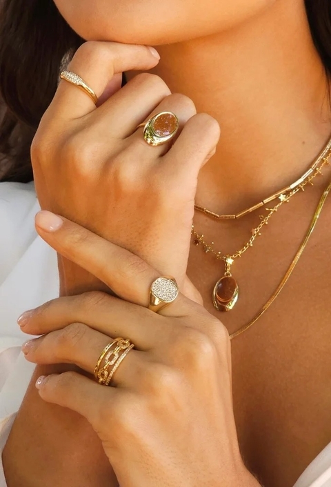 ANEL CRAVEJADO CRISTAL NO OURO AN495-O