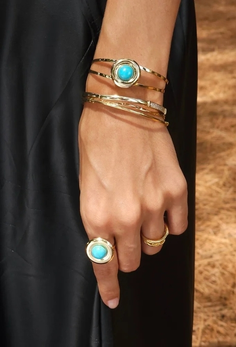 ANEL AJUSTÁVEL M COM PEDRA TURQUESA NATURAL AN501-O