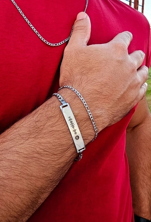 PULSEIRA MASCULINA PERSONALIZADA MÚSICA SPOTIFY EM INOX PP099-A