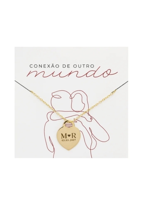 COLAR CORAÇÃO COM INICIAIS E DATA PP094-O