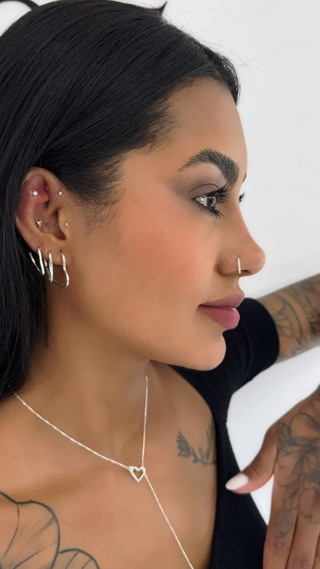 Piercing Nariz Cravejado Prata Legítima 925