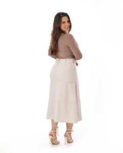 Saia midi de linho evasê cordão 80 cm VCH 250133 na internet