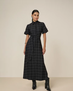 Chemise de alfaiataria com viscose xadrez TTN 27877 - comprar online