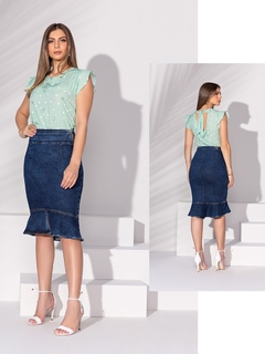 Saia jeans sino 70 cm Base Café 1849 - comprar online