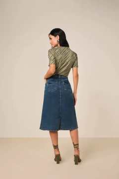 Saia jeans evasê com fenda frontal TTN 27804 na internet