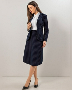 Saia sarja evasê risca de giz 75 cm 810914 - comprar online