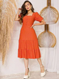 Vestido malha lese botões encapados PromCri 1120395 - Saphira Moda Evangélica