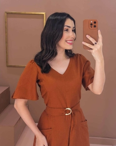 Vestido de linho Zila - 1120705 - Saphira Moda Evangélica