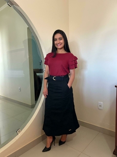 Blusa em Viscose manga pétalas - 1140528 - Saphira Moda Evangélica