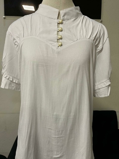 Blusa viscose gola padre com botões - 1140527