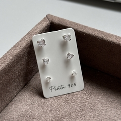 Trio Coração Cristal - Prata 925 - comprar online