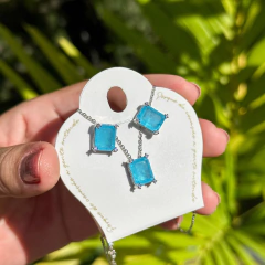 Conjunto Fusion Azul Capri Semijoia - loja online