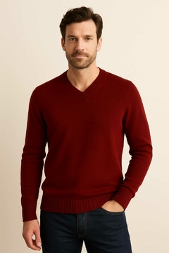 BLUSA MASCULINA UNIFORME GOLA V - VINHO - 2450 - comprar online