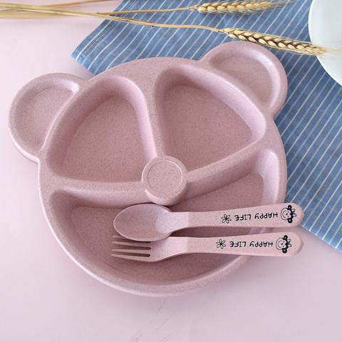 Kit Prato e Talheres Ecológico Rosa – Mumlove