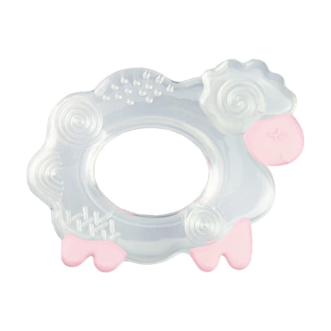 Mordedor P/ Bebê Ovelha Transparente/Rosa - Pimpolho