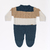 Macacão Tricot Bebê Masculino Listrado com Pé – Azul/Bege/Off White