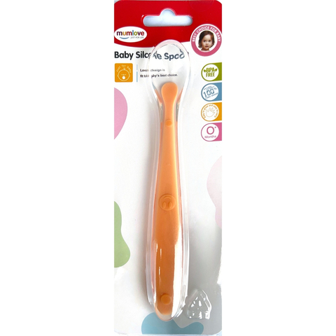 Colher Infantil de Silicone Laranja – Mumlove