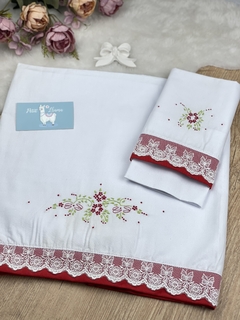 kit lençol de carrinho amor perfeito vermelho - comprar online