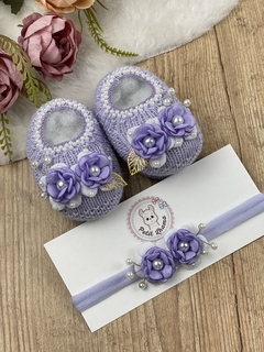 Sapatinho tricot bebê com faixinha Mariana - comprar online