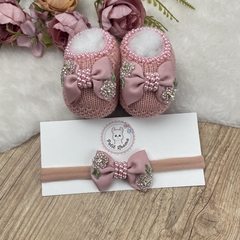 Sapatinho tricot bebê com faixinha Luana