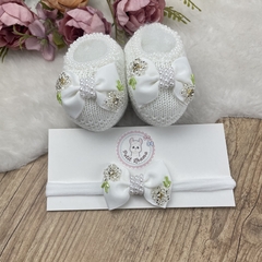 Sapatinho tricot bebê com faixinha Luana na internet